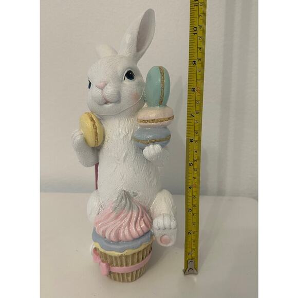 Sweet Treats EASTER BUNNY Pastel Macaron Cupcake Pink Bow Easter Decor CUTE - Picture 7 of 8
